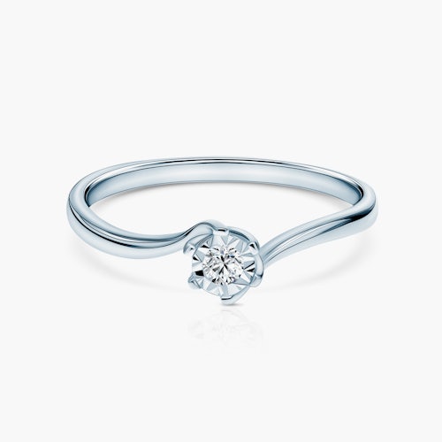 Pierścionek zaręczynowy Savicki: białe złoto, diament